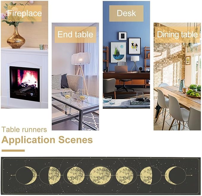 Sun Moon Table Runner, Mysterious Universe Milky Way Interstellar Space Western Traditional Elements able Runner for Party Living Room Home Kitchen Dinner Table Runner 13x108 Inch