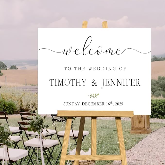 Custom Wedding Welcome Sign, Rustic Wedding Signs, Wedding Decorative Signage, Welcome Sign For Wedding Entrance, Greenery Floral Theme Wedding Sign Decoration