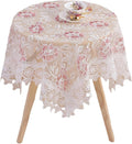 White Lace Tablecloth Round Embroidered Lace Tablecloth Vintage Decorative Exquisite Border Table Cover for Party Wedding Home Decorations, Round-48, White