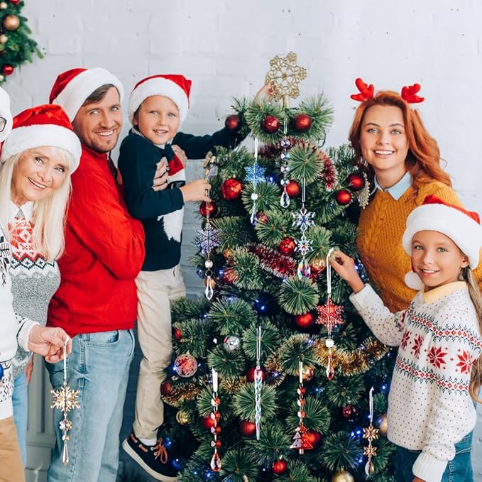 Lanpn 26PCS Christmas Ornaments Crystal Christmas Tree Decoration, Hanging Clear Acrylic Snowflake Icicle Drop Pendants for Xmas Winter Outdoor Indoor Party Decoration Transparent