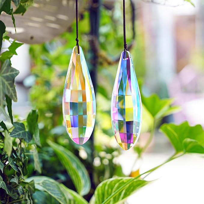 HDCRYSTALGIFTS Pack 2,120mm Colorful Prisms Crystal Suncatchers for Window Hanging Rainbow Maker Crystal Prisms Sun Catchers Indoor Home Garden Decoration