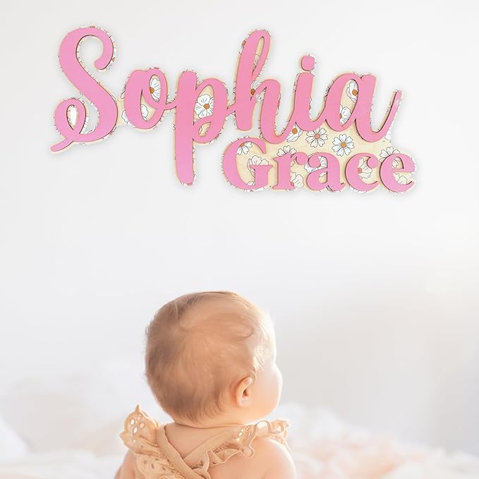 Baby Name Sign - Custom Wood Name Sign - Baby Name Signs for Nursery - Family Name Sign - Name Signs For Kids Room - Personalized Wood Nursery Decor - Wood Name Cutout