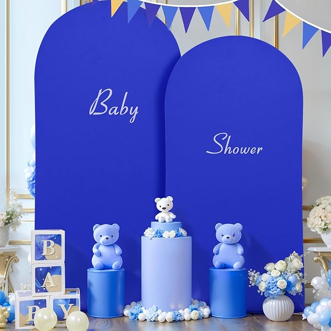 7.2FT Royal Blue Arch Backdrop Cover - Polyester Fitted Wedding Arch Stand Covers Round Top Chiara Arch Backdrop Cover for Birthday Party Banquet Photo Background Decoration