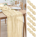 Asee'm 6pcs Cheesecloth Table Runner 120 Inches Long Beige Boho Gauze Cheese Cloth Runner 10FT Rustic Sheer Table Runners for Christmas Wedding Party Baby Shower Spring Easter Decoration