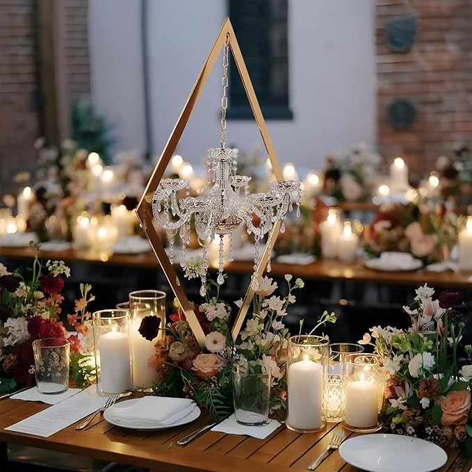 4PCS Elegant Metal Diamond Candle Holder - European Wedding Table Decor, Romantic Candle Stand for Western Dining, Perfect Wedding Prop & Home Decoration