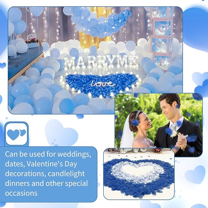 3300 PCS Artificial Fake Rose Petals,Flower Petals,Romantic Nightfor Her/Him Set,Wedding, Engagement, Party, in Bulk Flower Decorations（Dark Blue）