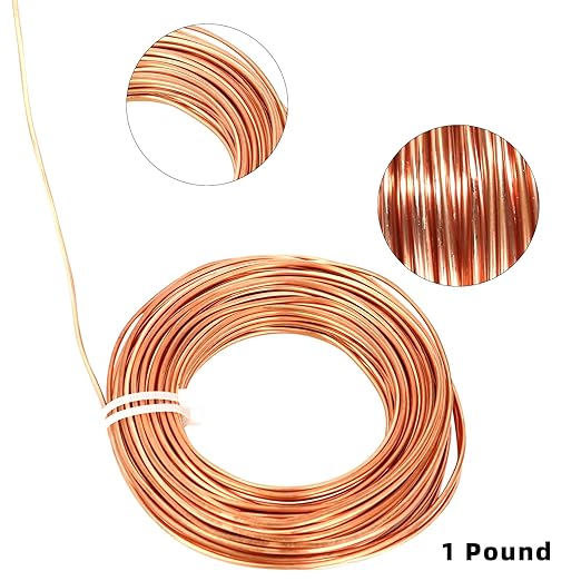 99.9% Soft Copper Wire, 14 Gauge/ 1.63 mm Diameter, 79 Feet / 24m, 1 Pound Spool Pure Copper Wire, Jewelry Making Wire Craft Wire