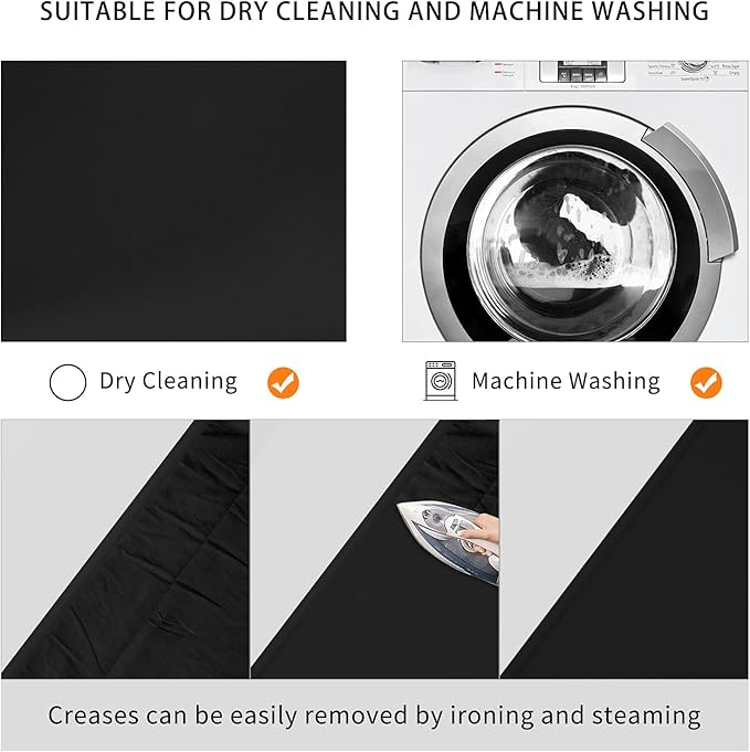 7X10 FT Black Backdrop, 100% Polyester Photography Background Curtain Screen, Foldable Washable Black Screen for Professional Photoshoot Portraits Party Video Studio