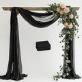 Wedding Arch Draping Fabric 3 Panels 28.7" x 20FT Black Sheer Chiffon Backdrop Drapes for Wedding Ceremony Birthday Party Bridal Shower Outdoor Decoration