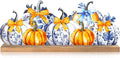 Fall Pumpkin Metal Sign Chinoiserie Pumpkin Table Decor Thanksgiving Tiered Tray Decor with Wooden Base Freestanding Metal Word Sign for Home Tabletop Centerpiece Mantel Shelf Fireplace