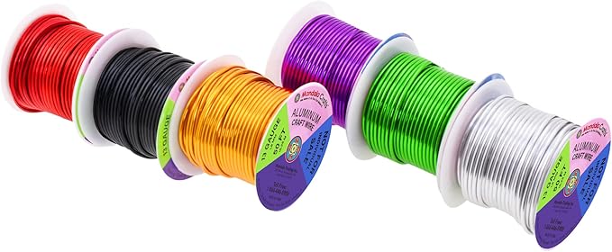 Mandala Crafts 13 Gauge Anodized Aluminum Craft Wire for Jewelry Making - 300 FT Colored Flexible Silver Black Gold Purple Red Kelly Green Wire - Bendable for Bonsai Armature Crafting Sculpting
