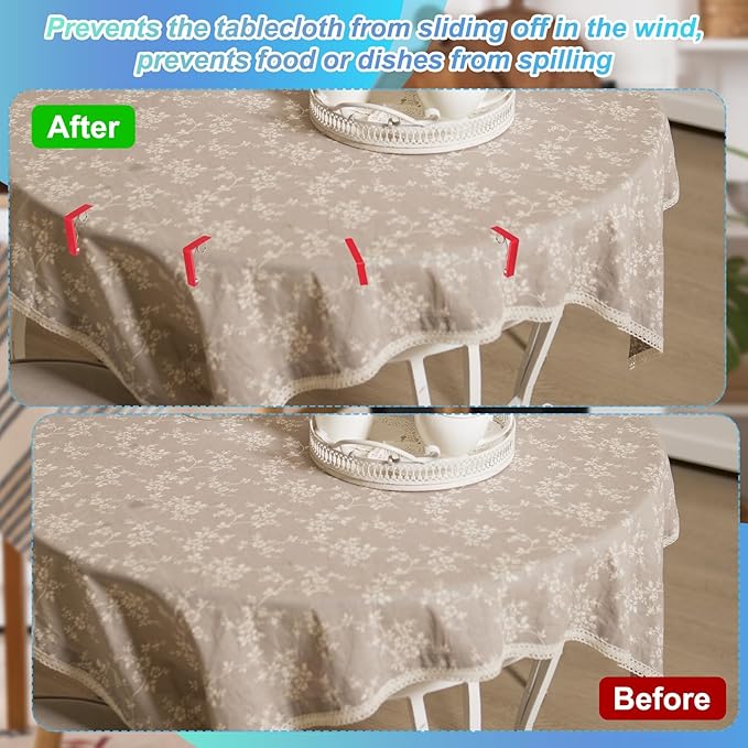 uxcell 4 Pack Tablecloth Clips, Stainless Steel Table Cloth Cover Clamps, 2.87" x 2.36" Windproof Holder Clips for Home Party Picnic Wedding Camping Dining Tables, Purple