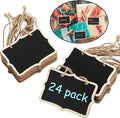 Outus 24 Pcs Mini Chalkboard Signs Bulk Hanging Wood Chalkboard Signs 3.35 x 2.36 Inch Kitchen Notes Chalk Board with Lanyard Bulk Small Message Board for Food Labels Wedding Party Decor Price Tags