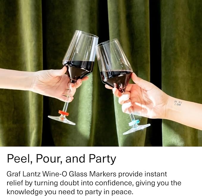 Graf Lantz - Wine-O's Merino Wool Wine Glass Charms (Midcentury) 12 Count - Drink Markers with Note Card - Reusable - 12 Colors - Boho Style - Home Decor, Party Favors & Vacation Essentials - 5mm Felt