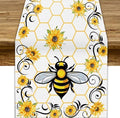 Bee Sunflower Table Runner, Farmhouse Orange Honeycomb Vintage Spring Summer Flowers Print Table Cover for Party Wedding Home Kitchen Dining Table Decor, 13x108inch