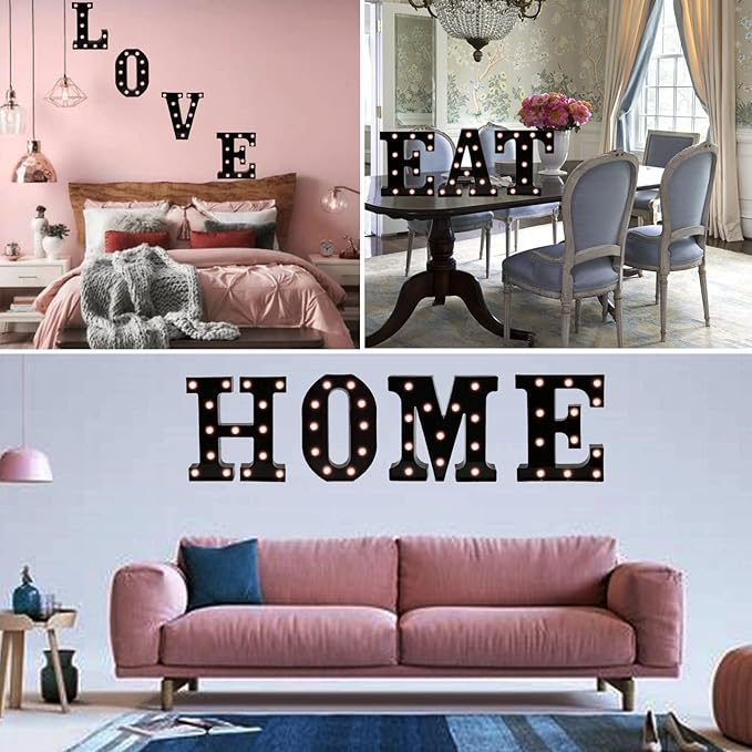 OYCBUZO Light Up Black Alphabet Marquee Letters Sign LED Marquee Number Lights Sign for Night Light Home Bar Christmas Lamp Birthday Party Wedding Decoration D