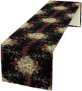 Boho Moon Lion Table Runner, Chinese Fish Phase of The Moon Sun Moon Table Runner for Kitchen Dining Table Home Party,13x60 Inch Black Red
