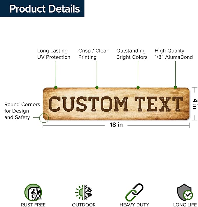 Custom Sign, Custom Street Sign, 11 Font Colors, 13 Font Styles, 4 Hole Options, 22 Sizes, 4x18 Inches, Rust Free DiBound, Fade Resistant, Made in USA by My Sign Center (Vintage)