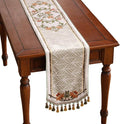 patdrea Designer Elegant French Floral Velvet Table Runner 71 Inch Long, Green with Orange Blossoms Pattern Table Mat, Decor for Kitchen Dining Coffee Table Cabinet Banquet Thanksgiving,12"*71"
