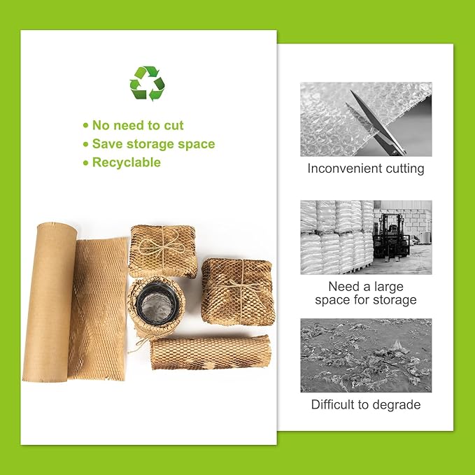 Honeycomb Packing Paper 20" x 420' Recyclable Cushion Packing Paper Expanding Honeycomb Packing Paper Wrap Roll Eco Friendly for Moving Shipping Gift Packaging Breakables-Brown