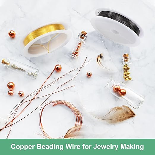 0.2 mm/32 Gauge Copper Wire for Jewelry Making, 82FT Copper Beading Craft Wire for Jewelry/Weaving/DIY Crafting/Planting, Color-Retaining [25M, Light Golden]