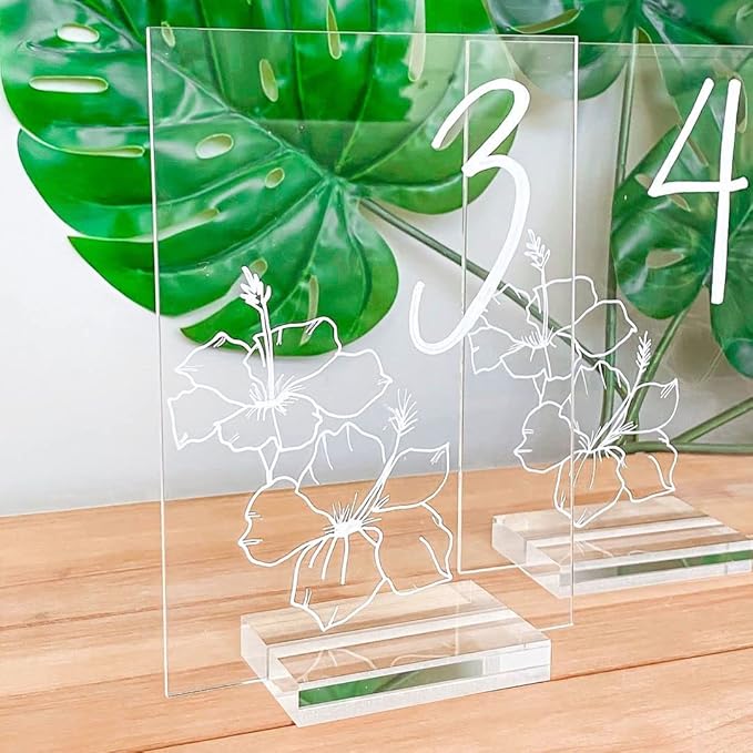 10 Pack Clear Blank Acrylic Sign for Table Numbers, 5x7 Inch Clear Acrylic Sheet Sign Blank 1/8 inch Thick, Use for DIY Table Signs for Wedding Party Events, Wood Stand NOT Included