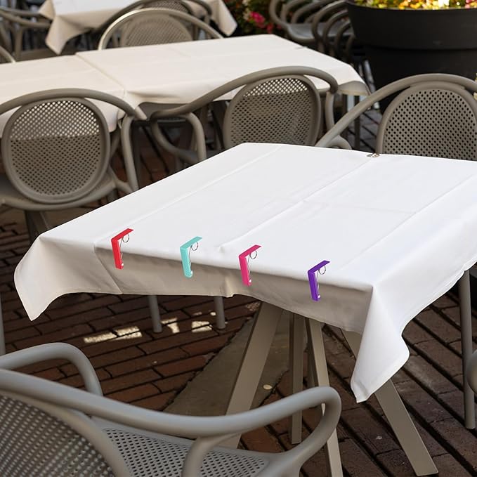 uxcell 4 Pack Tablecloth Clips, Stainless Steel Table Cloth Cover Clamps, 2.87" x 2.36" Windproof Holder Clips for Home Party Picnic Wedding Camping Dining Tables, Pink