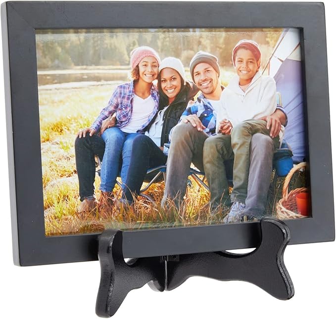 Juvale 6-Pack Wooden Plate Stands for Display - 6-Inch Black Compact Tabletop Wood Easels - Lightweight & Sturdy Plate Holder Stands for Photos & Artwork
