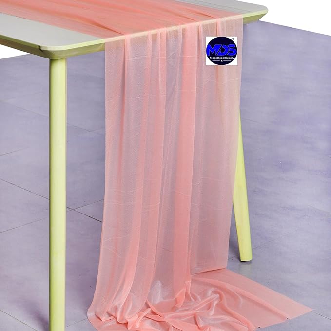 MDS Halloween Chiffon Table Runner - 5 Pack, 29 x 170 Inches, 14ft Each - Sheer Spooky Table Runners for Haunted House Parties, Trick-or-Treat Tables, Witchy Décor, Wedding & Events - Peach