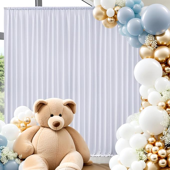 30ft x 10ft Thick White Backdrop Curtains for Parties, 6 Panels 5ft x 10ft Non See Through White Polyester Wedding Drapes Photo Backdrop for Birthday Party Graudation Photography Home Decor