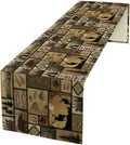Vintage Deer Bear Table Runner, Fish Retro Farmhouse Cabin Lake Country Lodge Table Runner for Home Dinner Kitchen Living Room, 13x70 Inch