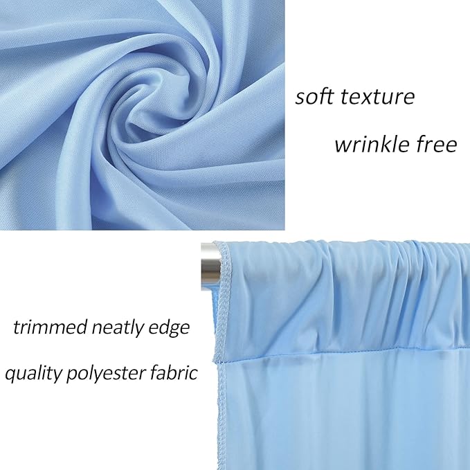 AK TRADING CO. 10 feet Wide x 12 feet Long IFR Polyester Backdrop Drapes Curtains Panels with Rod Pockets - Wedding Ceremony Party Home Window Decorations - (Light Blue)