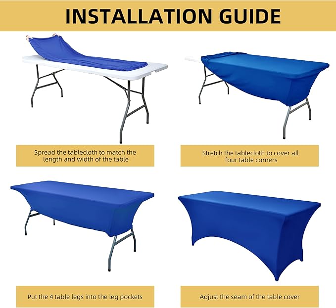 2-Pack 4ft Spandex Table Covers for Rectangular Folding Tables - Wrinkle Resistant Stretch Tight Table Cloths - Ultimate Fitted Table Protector for Parties, Banquet, and Wedding
