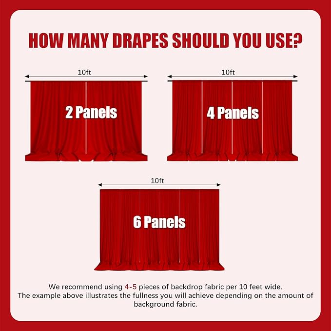 10ft x 10ft Burgundy Backdrop Curtains for Parties, Fabric Satin Background Curtain with Rod Pockets for Weddings, Birthday, Baby Shower, Photography, Graduation Party Backdrop Drapes, 2 Panels