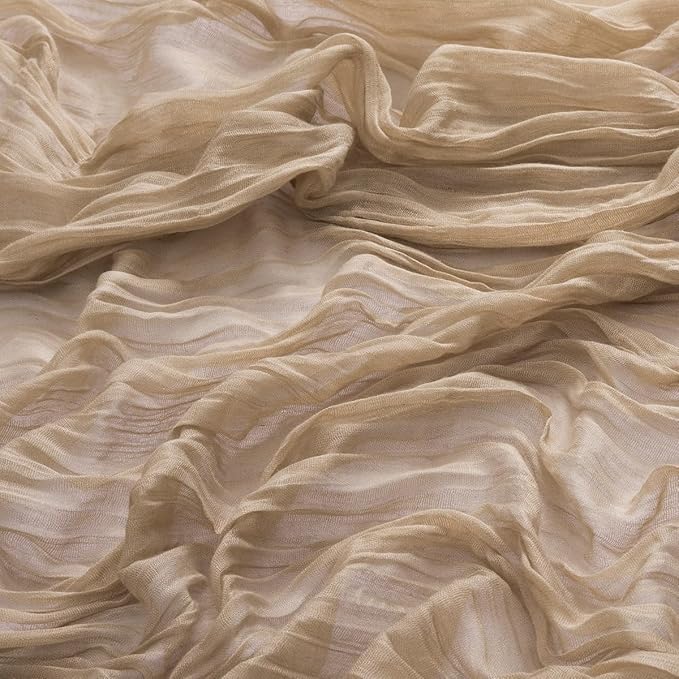 MLMW 4 Pack Fall Table Runner Boho Nude Brown Cheesecloth Table Runner Autumn Gauze Rustic Tan Cheese Cloth 160 inch 13.3ft for Thanksgiving Wedding Party Baby Bridal Shower Birthday