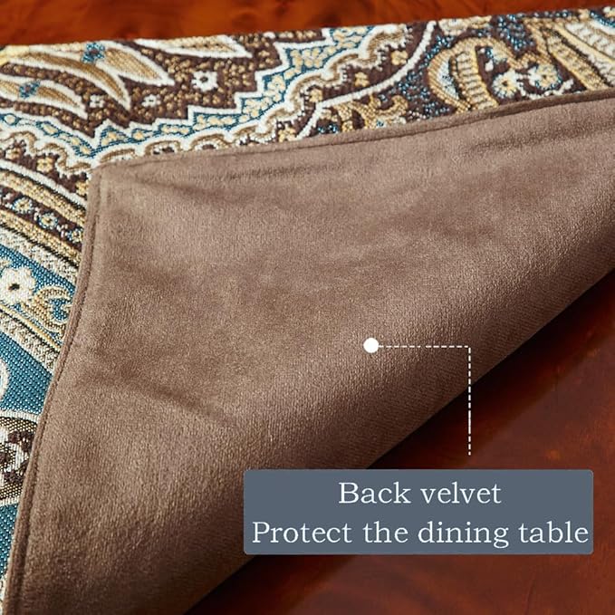 Luxury Vintage Design Table Runner 48 inches Long Embroidery Jacquard Fabric with Multi-Tassels Table Runners for Dining Room Dresser Wedding Holiday Party Fireplace Decorations (Coffee, 12X48inch)