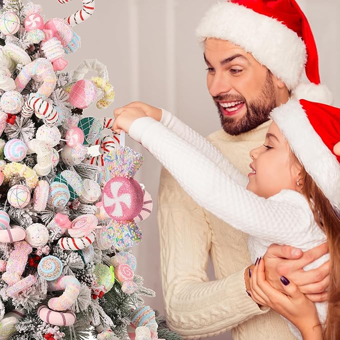 LANGXUN 6pcs Gingerbread Man Candy Land 2025 Xmas Party Suppiles Decoration, Hanging Candy Cane Christmas Tree Décor, Christmas Decorative Hanging Ornaments Crafts