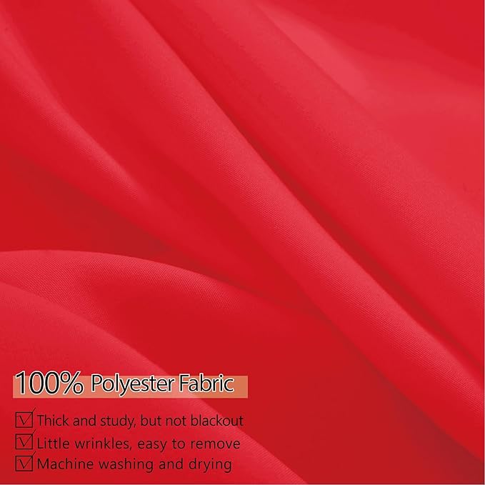 40ft x 10ft Thick Red Backdrop Curtains for Parties, 8 Panels 5ft x 10ft Non See Through Red Polyester Wedding Drapes Photo Backdrop for Birthday Party Graudation Photography Home Decor