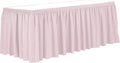 Ultimate Textile Pleat Polyester Fabric Table Skirt - Machine Washable Flame Resistant with Clips for Events, Weddings & Trade Shows, Cut & Sewn in Paterson, NJ - Ice Pink, 7' Shirred Pleat