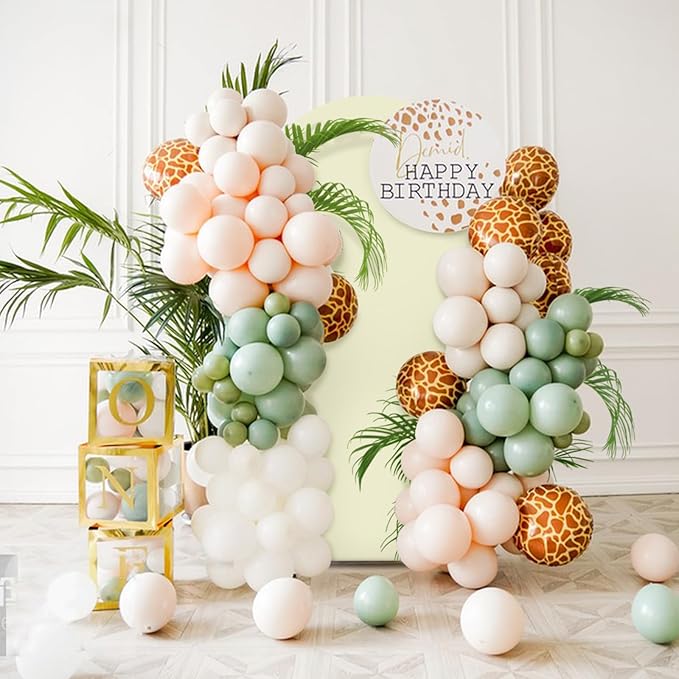 LEBENGURU Upgraded 6FT Wedding Arch Cover, Beige Spandex Fitted Arch Backdrop Cover, Round Top Chiara Stand Covers for Birthday Party Baby Shower Banquet Balloon Décor