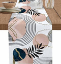 Modern Boho Cotton Linen Table Runner for Dining Kitchen, Wedding Outdoor Party Tablerunners Decoration, Abstract Bohemian Tropical Palm Leaf Dresser Scarf Coffee Tablecloth Runners 13x108 Inches