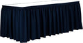 Ultimate Textile Pleat Polyester Fabric Table Skirt - Machine Washable Flame Resistant with Clips for Events, Weddings & Trade Shows, Cut & Sewn in Paterson, NJ - Navy, 14' Shirred Pleat