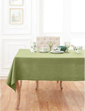 Solino Home Linen Tablecloth 60 x 144 Inch - Classic Hemstitch 100% Pure Linen Moss Green Table Cloth for Rectangle Tables - Machine Washable Tablecloth for Fall, Autumn, Thanksgiving