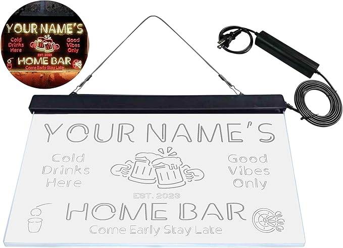 ADVPRO Personalized Your Name Custom Home Bar Beer Established Year Dual Color LED Neon Sign Red & Yellow 12 x 8.5 Inches st6s32-p1-tm-ry