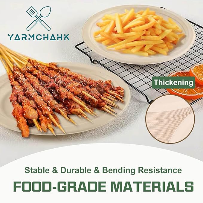 Disposable Paper Plates, 6 inch Heavy Duty Paper Plate, Soak and Cut Proof, Natural Biodegradable Bagasse Plates for Microwave, Dinner, Party, Picnic,50 Pack