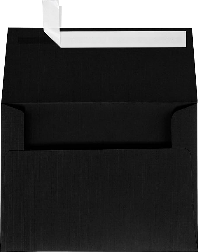 LUXPaper A7 Invitation Envelopes | Peel & Press | 5 1/4" x 7 1/4" | Black Linen | 80lb. Text | 250 Qty