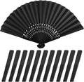 JOHOUSE 12 Packs 8.2 Inch Black Chinese Paper Foldable Hand Fan for Women - Wedding, Bridal Shower, Outdoor Party Favors, DIY Home Decor