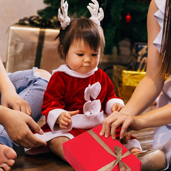 LIFELUM Christmas Gift Boxes 5 Pack 13.85 x 8.35 x 4.45 inch Christmas Gift Boxes for Presents with Ribbon Valentine's Bridesmaid Boxes Contains Card, Ribbon, Shredded Paper Filler for Packing