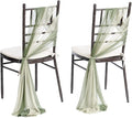 Ling's moment Wedding Chair Sashes Cover Aisle Decorations Draping Fabric Wrinkle-Free with Tie 16 Pcs Sage & Milky Green for Party Ceremony Reception Floral Arrangement Banquet Outdoor Decor