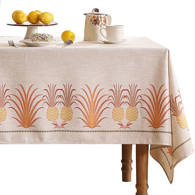 patdrea Designer Small Square Tablecloth,Pineapple Pattern Linen Tropical Style Tablecloths,Fall Table Cover Cloth Decor for Kitchen Dining Christmas,Tea Party,Thanksgiving,55"x55"-Pineapple B
